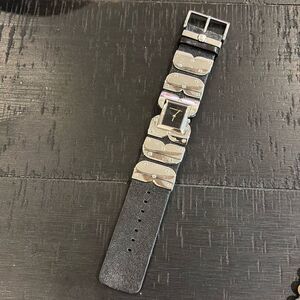 BCBGMaxazria Black Leather Stainless Steel Rocker Watch *needs battery​